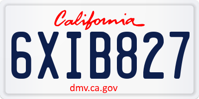 CA license plate 6XIB827