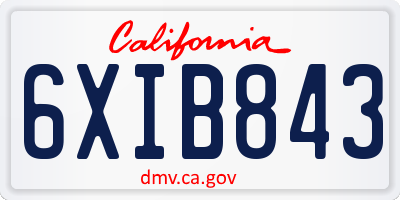 CA license plate 6XIB843
