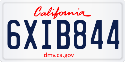 CA license plate 6XIB844