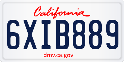 CA license plate 6XIB889