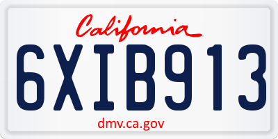 CA license plate 6XIB913
