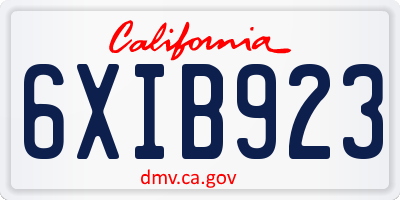 CA license plate 6XIB923