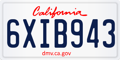 CA license plate 6XIB943