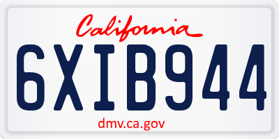 CA license plate 6XIB944