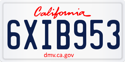 CA license plate 6XIB953