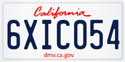 CA license plate 6XIC054