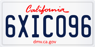 CA license plate 6XIC096