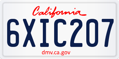 CA license plate 6XIC207
