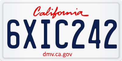 CA license plate 6XIC242
