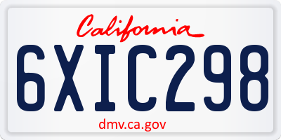 CA license plate 6XIC298