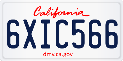 CA license plate 6XIC566