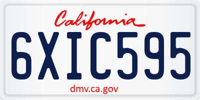 CA license plate 6XIC595