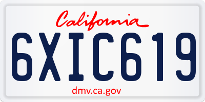 CA license plate 6XIC619