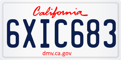 CA license plate 6XIC683