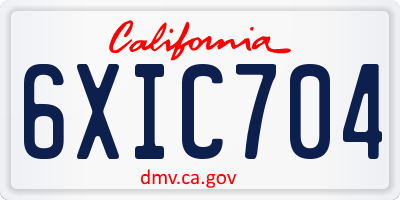 CA license plate 6XIC704