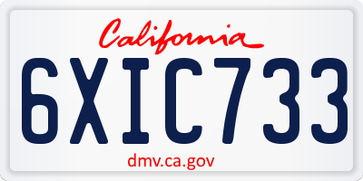 CA license plate 6XIC733