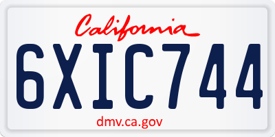 CA license plate 6XIC744