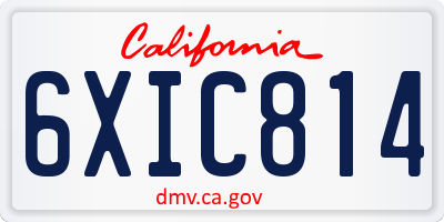 CA license plate 6XIC814