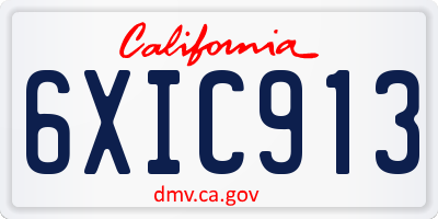 CA license plate 6XIC913