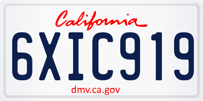 CA license plate 6XIC919