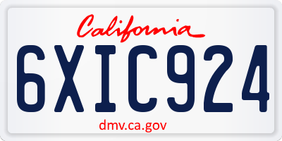 CA license plate 6XIC924