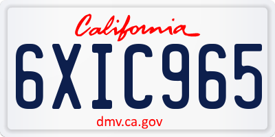 CA license plate 6XIC965