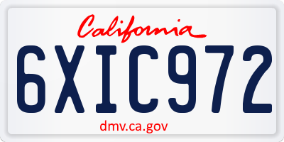 CA license plate 6XIC972