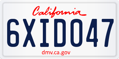 CA license plate 6XID047
