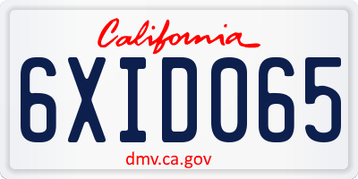 CA license plate 6XID065