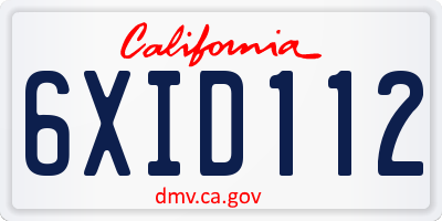 CA license plate 6XID112