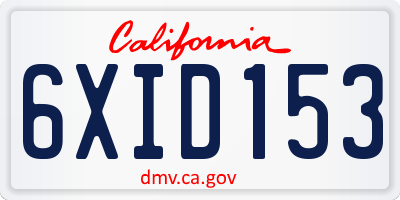 CA license plate 6XID153
