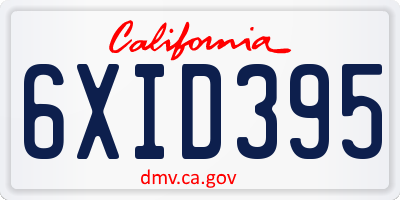 CA license plate 6XID395