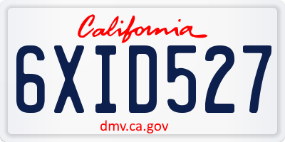 CA license plate 6XID527