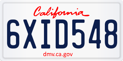 CA license plate 6XID548