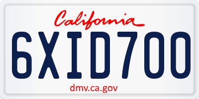CA license plate 6XID700