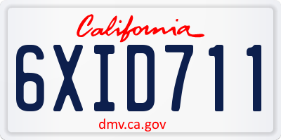 CA license plate 6XID711