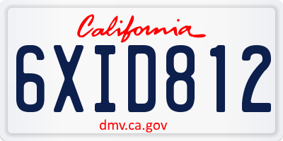 CA license plate 6XID812
