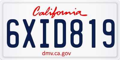 CA license plate 6XID819