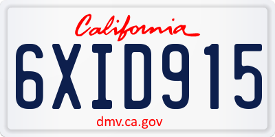 CA license plate 6XID915