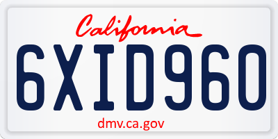 CA license plate 6XID960