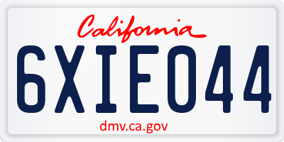CA license plate 6XIE044
