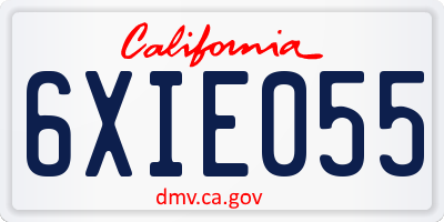 CA license plate 6XIE055