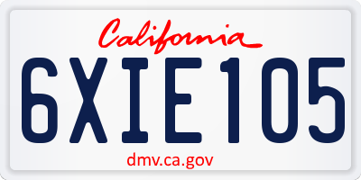 CA license plate 6XIE105