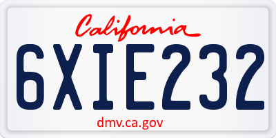 CA license plate 6XIE232
