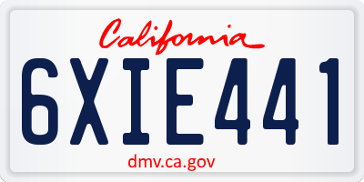 CA license plate 6XIE441