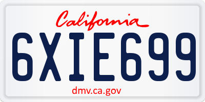 CA license plate 6XIE699