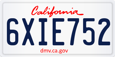 CA license plate 6XIE752
