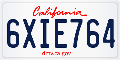 CA license plate 6XIE764