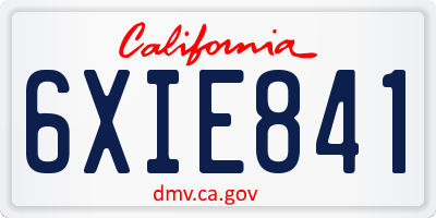 CA license plate 6XIE841