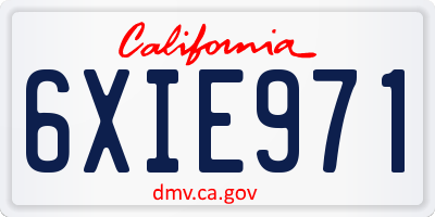 CA license plate 6XIE971
